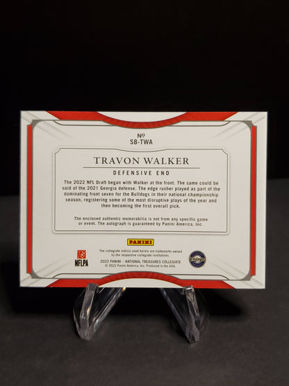 Travon Walker 2022 Panini National Treasures Playbook Booklet Collegiate Jumbo Patch AUTO RC - RPA #SB-TWA, /99