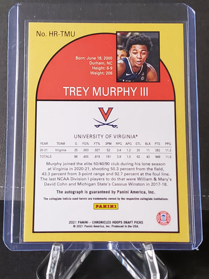 Trey Murphy III 2021 Panini Chronicles Hoops Draft Picks AUTO #HR-TMU