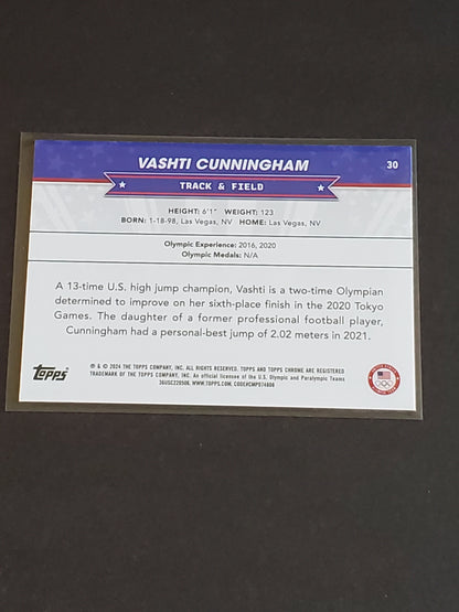 Vashti Cunningham 2024 Topps Chrome US Olympic and Paraolympic Hopefuls Gold Parallel /50 #30