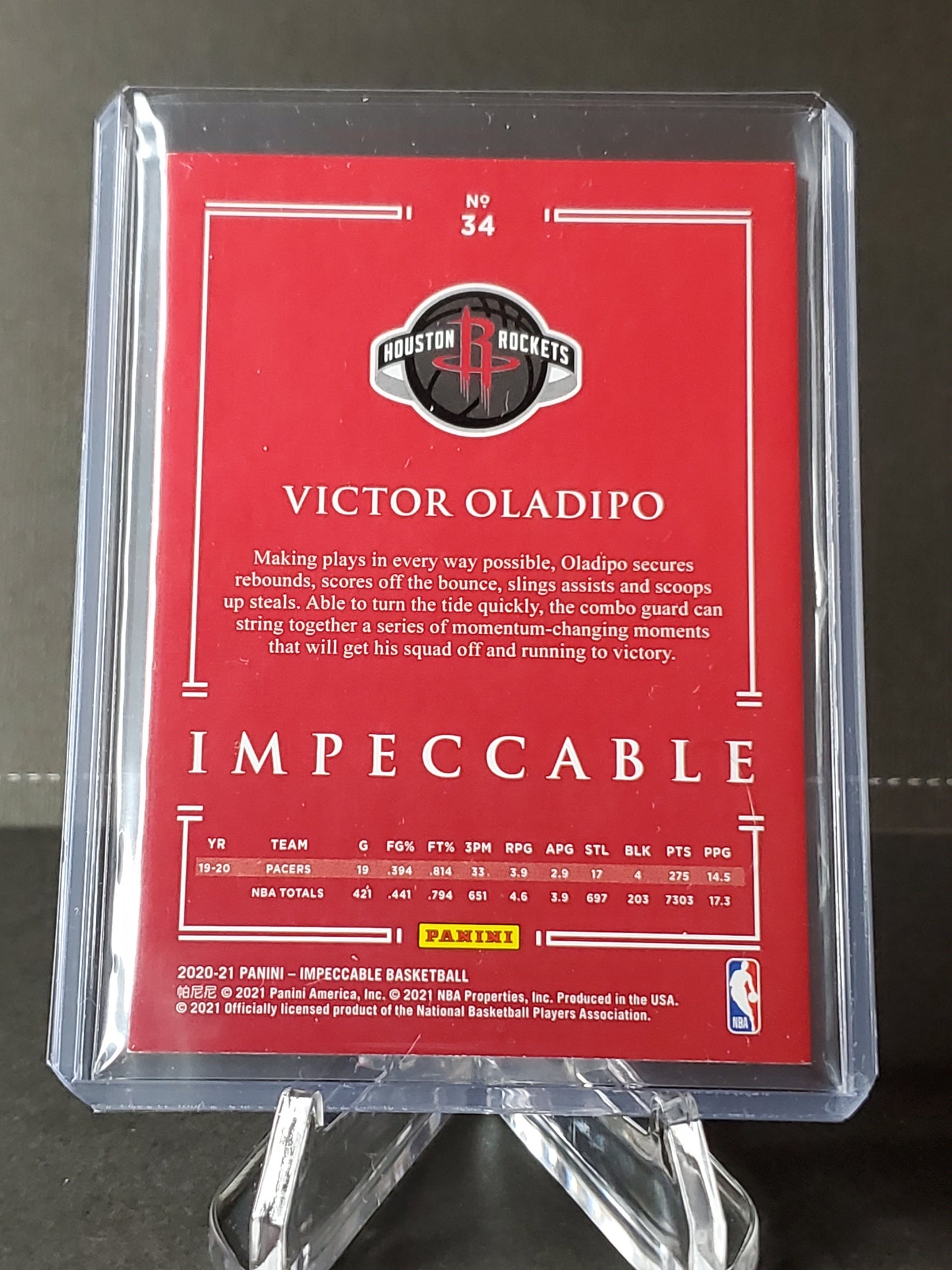 Victor Oladipo 2020 Panini Impeccable Basketball #34: /75