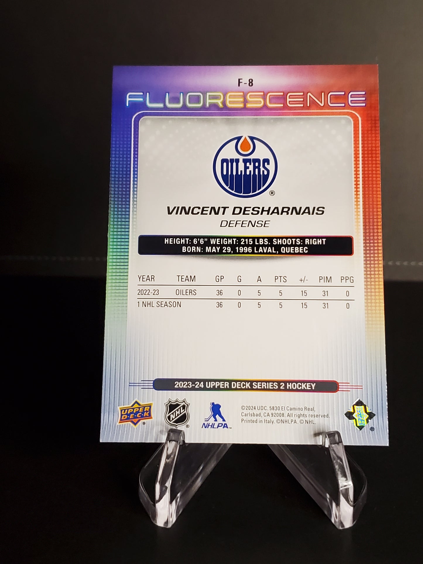 Vincent Desharnais 2023/24 Upper Deck Series 2 Fluorescence #F-8