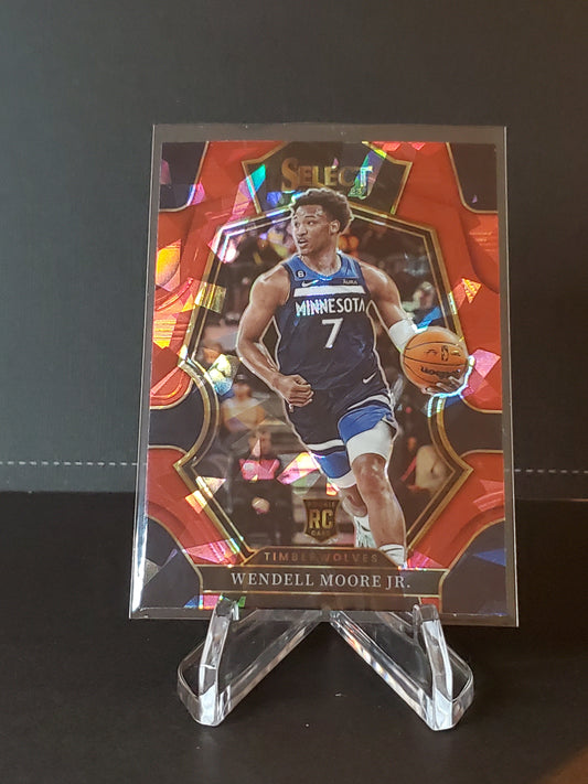 Wendell Moore Jr. 2022-2023 Panini Select RC Red Cracked Ice Premier Prizm #200