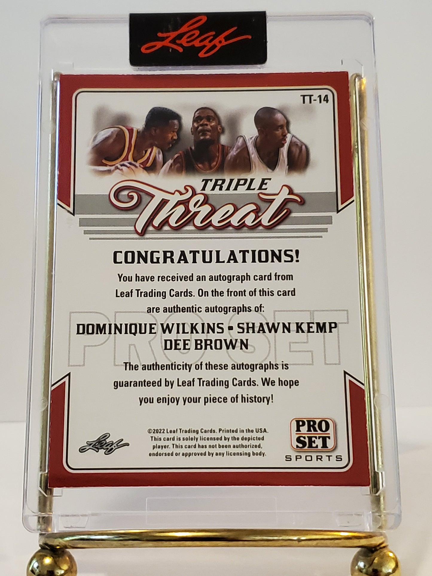 Dominique Wilkins/Shawn Kemp/Dee Brown - 2022 Leaf Pro Set TRIPLE Auto #2/3 - TT-14