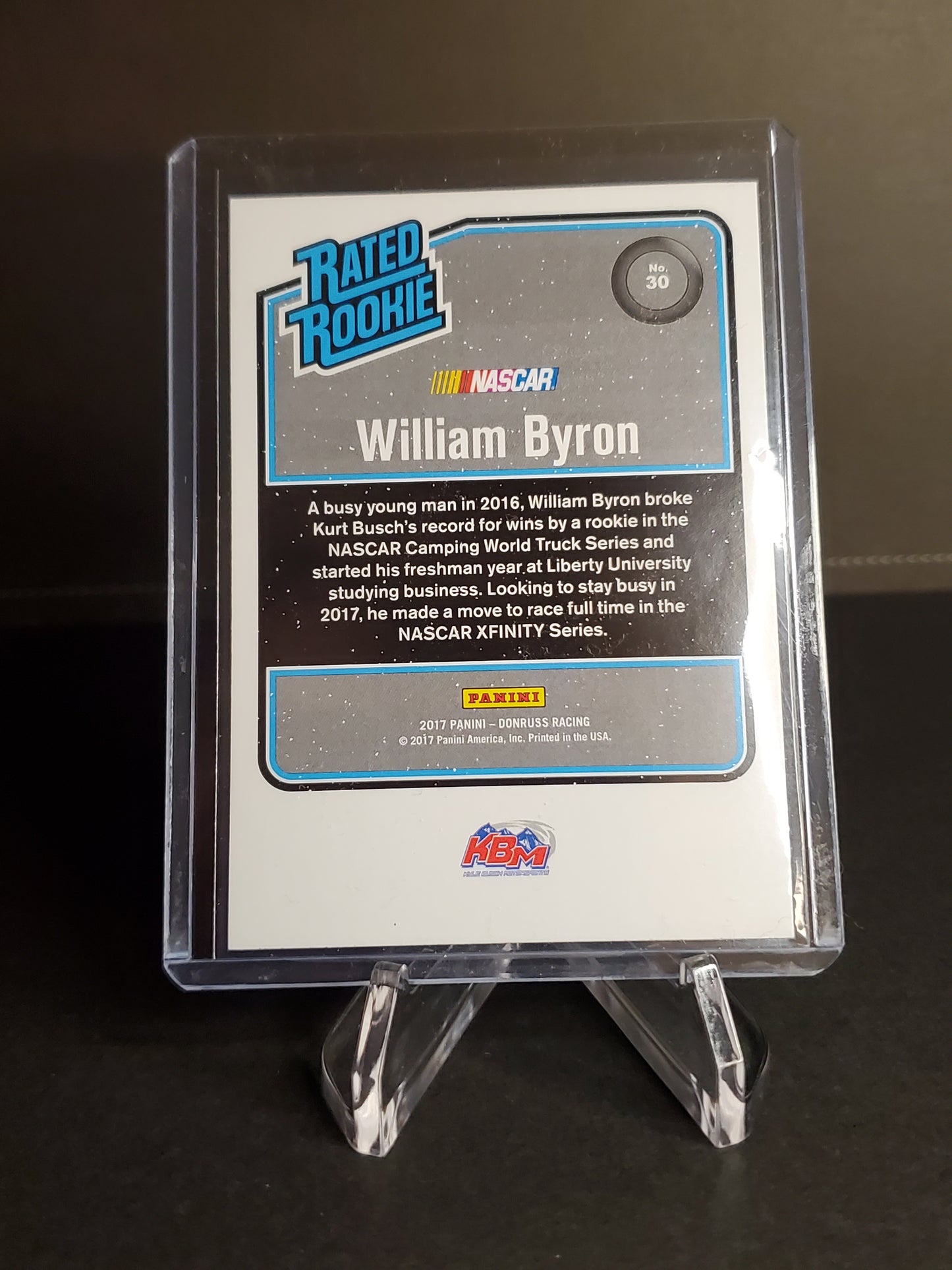 William Byron 2017 Panini Donruss Racing Rated Rookie #30