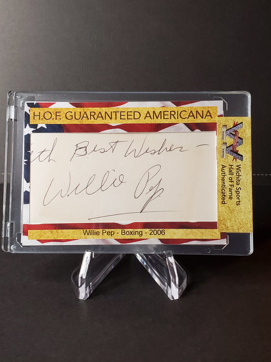 Willie Pep Wichita Sports Hall of Fame Authenticated AUTO - Featherweight Boxing Champion