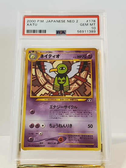 Xatu - 2000 P.M. Japanese Neo 2 PSA Gem MT 10 - Pokemon No. 178