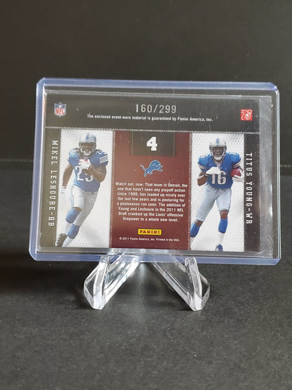 Mikel Leshoure / Titus Young 2011 Threads Rookie Collection Dual Jersey RC 160/299 #4