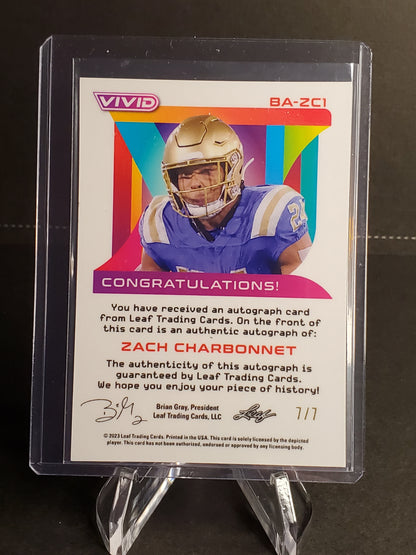 Zach Charbonnet 2023 Leaf Vivid Football XRC AUTO /7 - #BA-ZC1