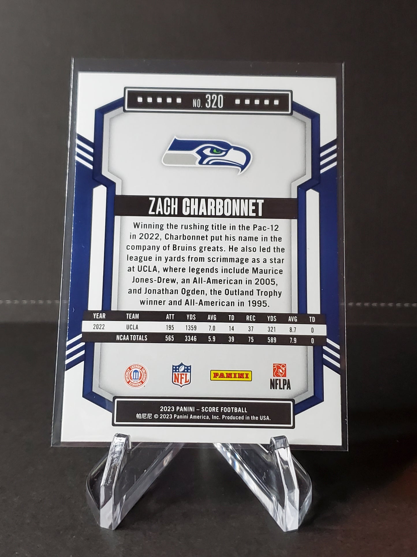 Zach Charbonnet 2023 Panini Score Football Gold RC #320