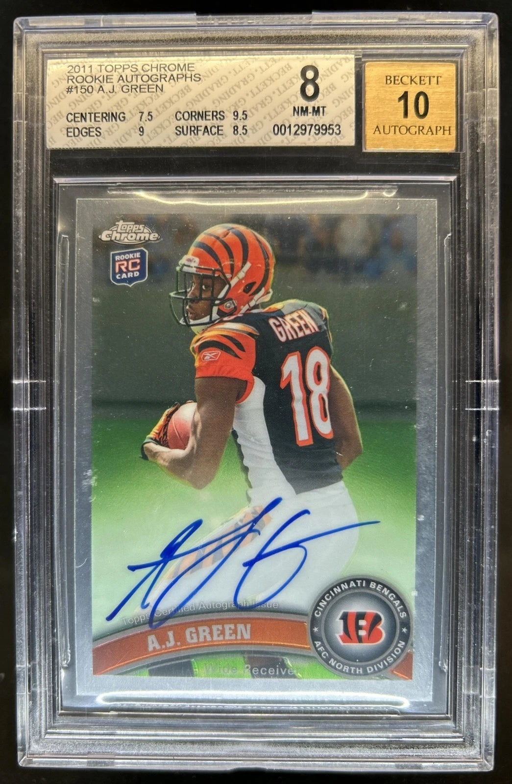 2011 Topps Chrome A.J. Green Auto Autograph RC #150 Bengals BGS 8/10