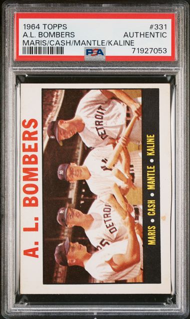 1964 Topps AL Bombers Mickey Mantle / Roger Maris / Al Kaline PSA Graded