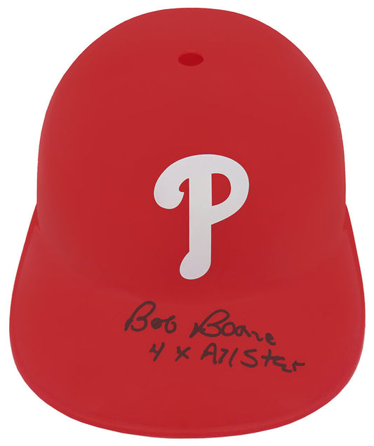 Bob Boone Signed Philadelphia Phillies Souvenir Replica Baseball Batting Helmet w/4x All Star - (COA)