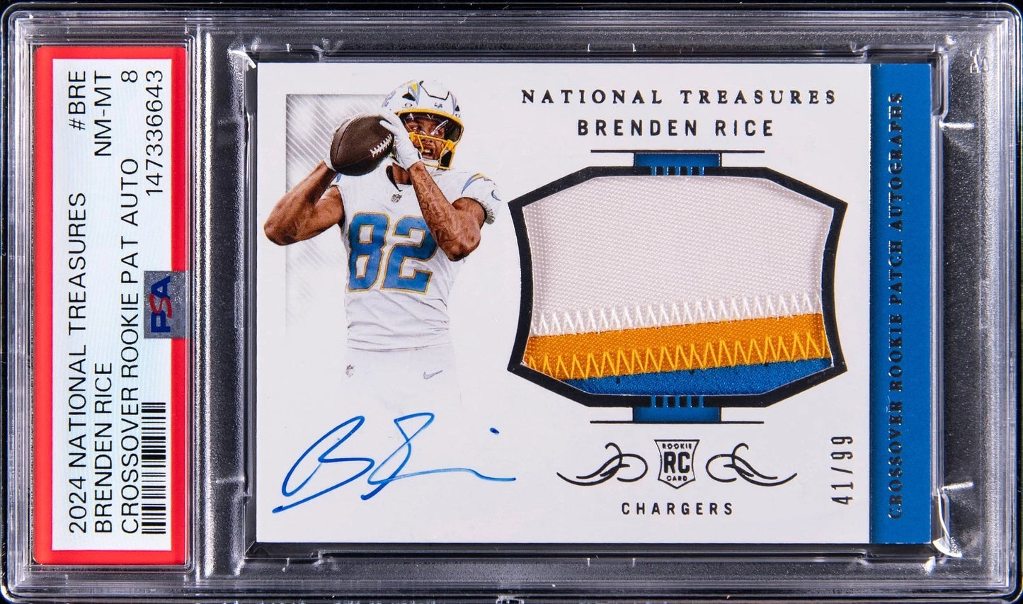 2024 National Treasures Brenden Rice Crossover Patch RPA Auto /99 PSA 8 RC