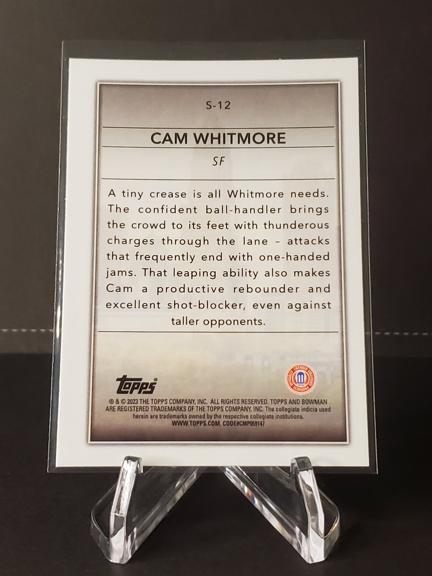 Cam Whitmore 2023 Topps Bowman University Chrome Basketball Skyscraping #S-12