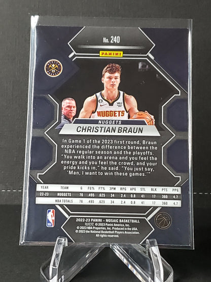 Christian Braun 2022-2023 Panini Mosaic Basketball RC #240