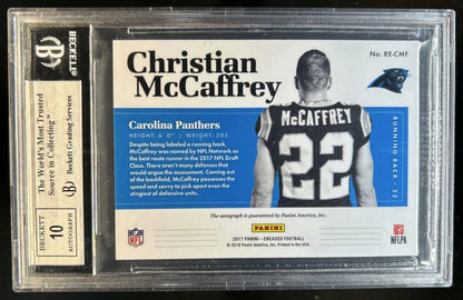 2017 Encased Christian McCaffrey Rookie Endorsements Gold Auto #/10 BGS 8.5/10