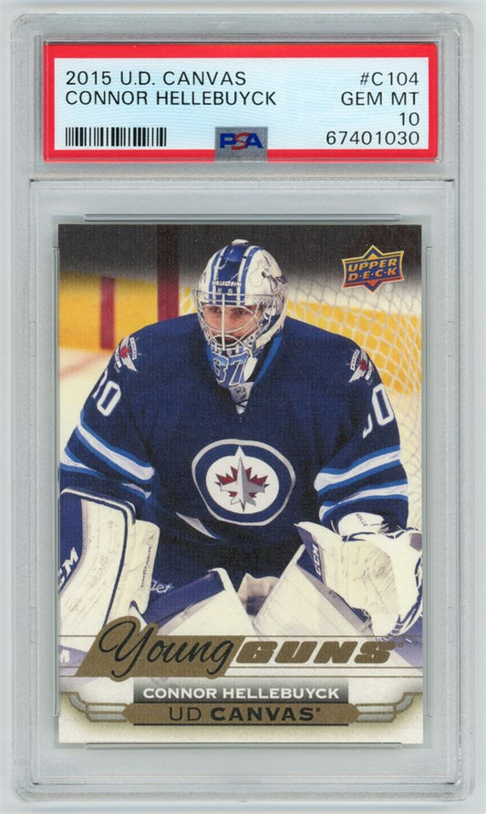 2015 Upper Deck Canvas Young Guns Connor Hellebuyck PSA 10 RC YG GEM MINT