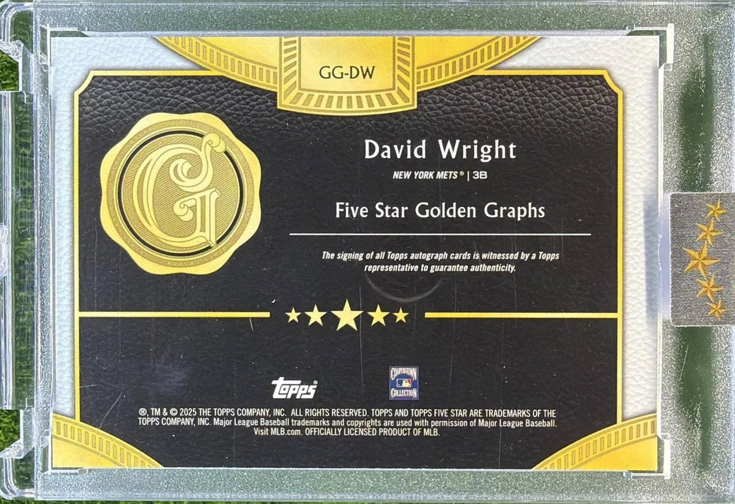 David Wright Auto 2025 Topps Five Star 17/25 Golden Graphs