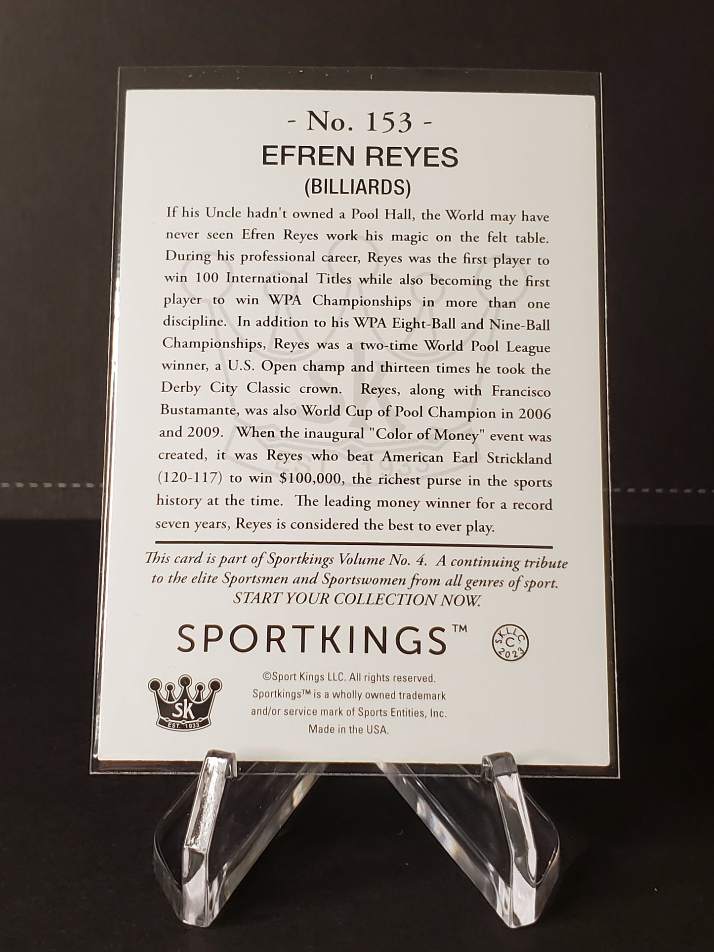 Efren Reyes 2023 Sportskings Volume 4 Blue #153