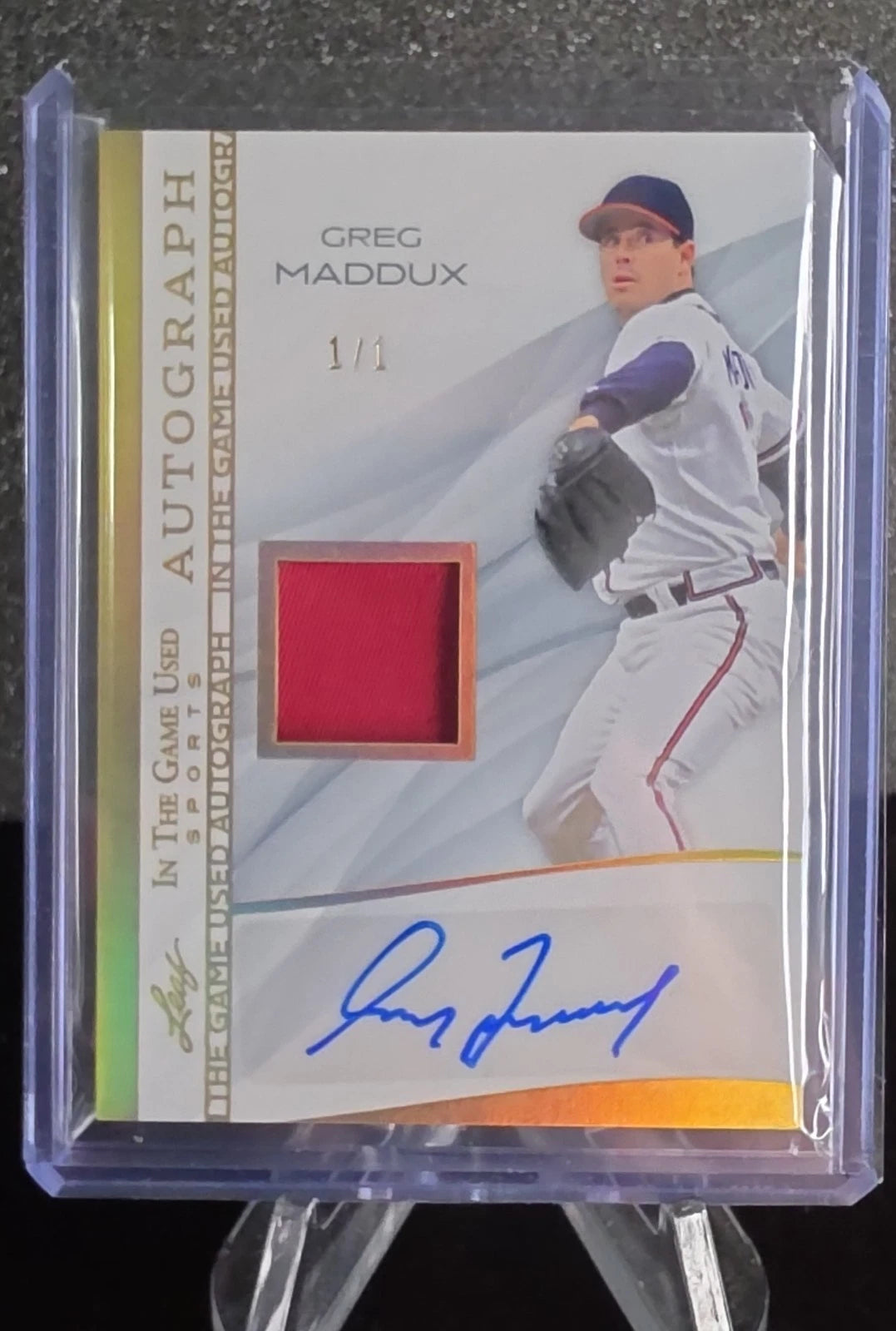 2025 Leaf in the Game Used - AUTO Greg Maddux /1 #IGA-GM1 Patch Braves HoF