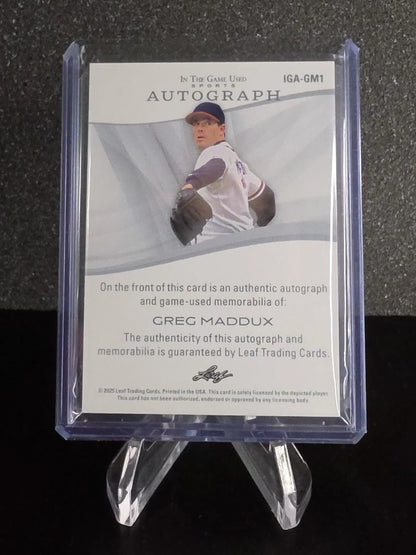 2025 Leaf in the Game Used - AUTO Greg Maddux /1 #IGA-GM1 Patch Braves HoF