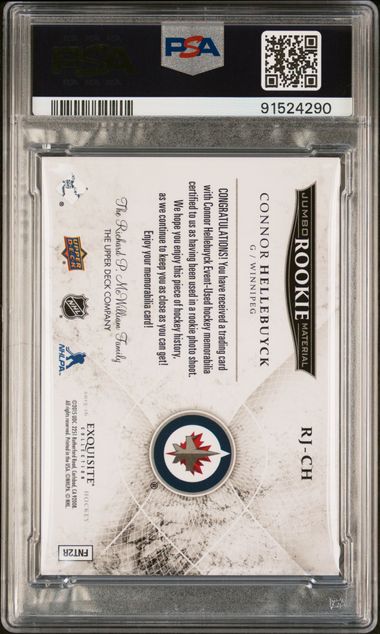 2015 UPPER DECK BLACK DIAMOND EXQUISITE ROOKIES JUMBO MATERIAL #RJ-CH CONNOR HELLEBUYCK