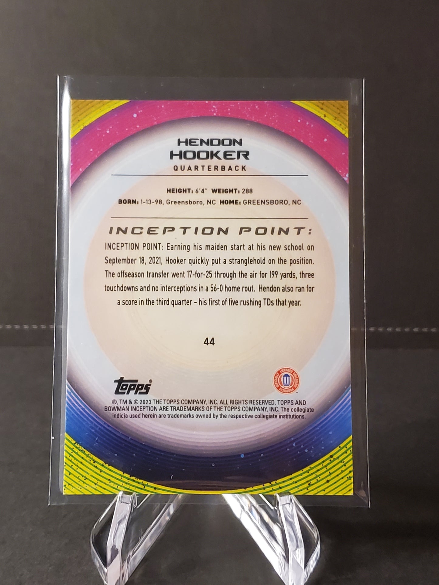 Hendon Hooker 2023 Bowman University Inception RC Base #44