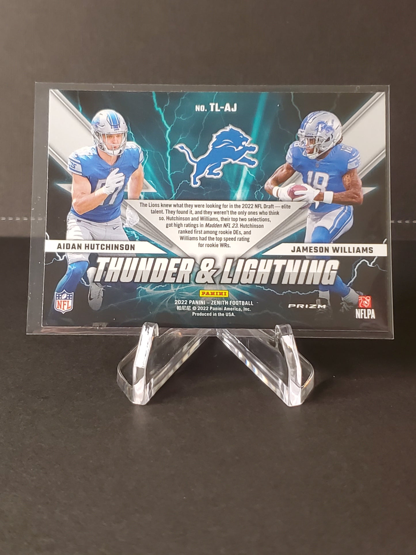 Aidan Hutchinson / Jameson Williams 2022 Panini Zenith Football Thunder & Lightning #TL-AJ