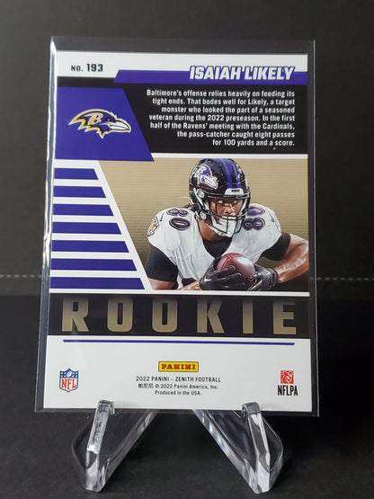 Isaiah Likely 2022 Panini Zenith Football RC #193