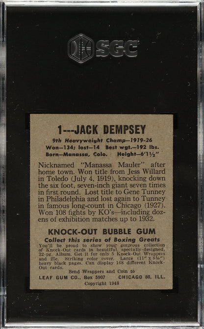 1948 Leaf Boxing #1 Jack Dempsey SGC 5 EX – HOF Legend, Vintage Icon, Rare Early