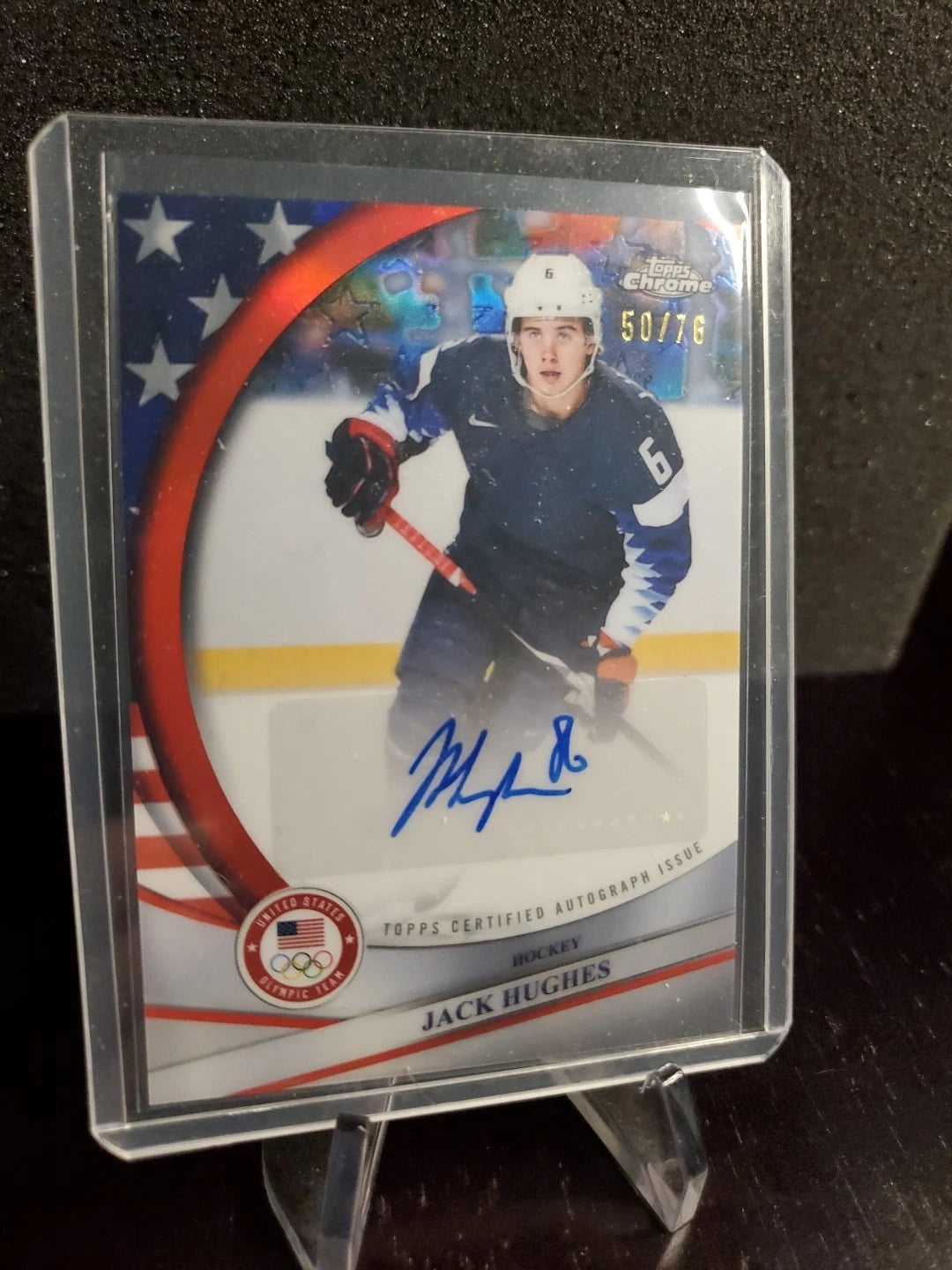 2026 Topps Chrome Winter Olympics Jack Hughes #BCA-JHU AUTO /76 USA Men's Hockey