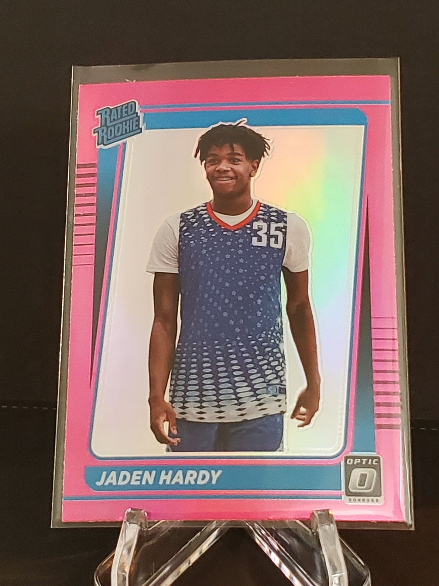 Jaden Hardy 2022 Panini Chronicles RC Optic Rated Pink Holo Prizm #11