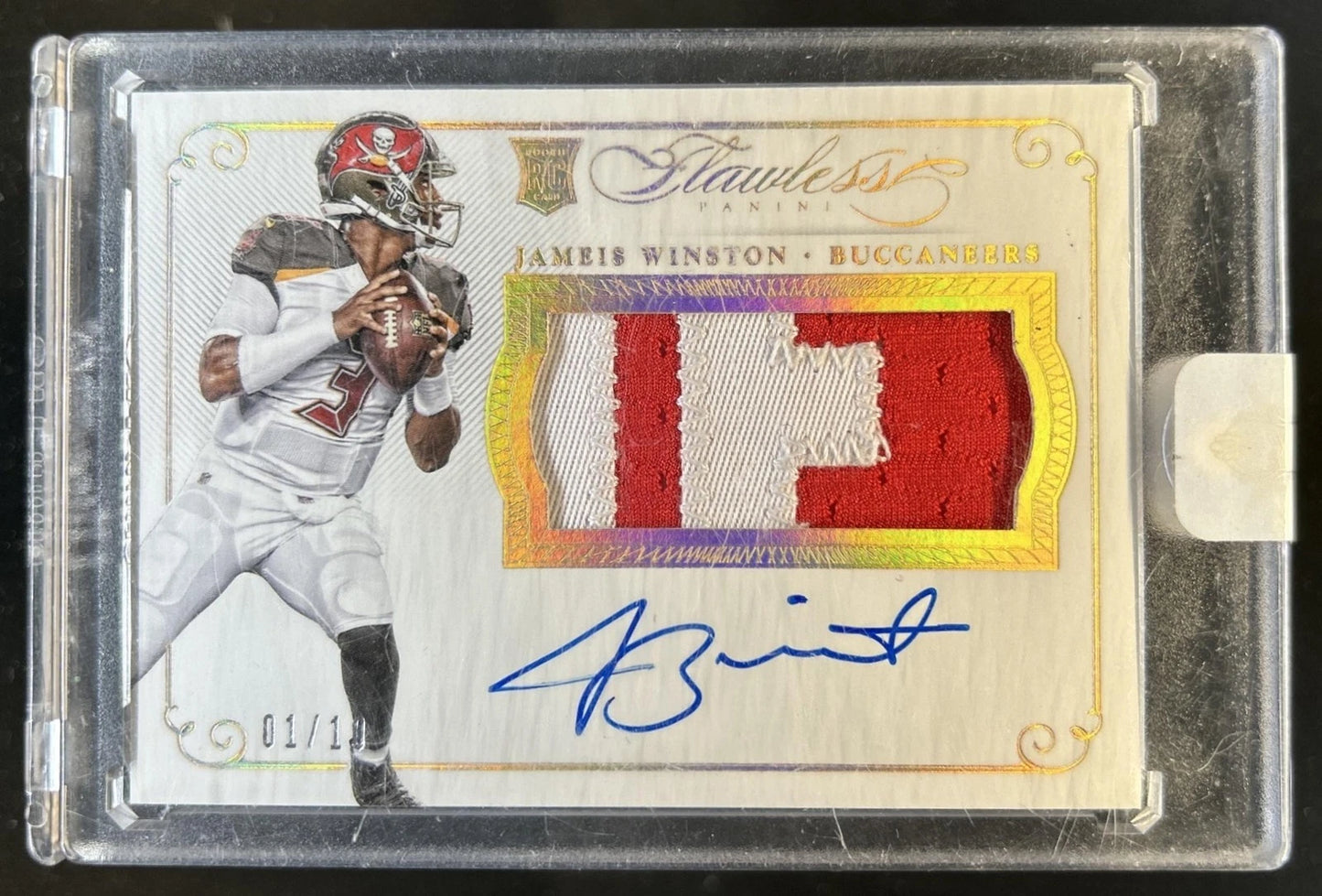 2015 Panini Flawless Jameis Winston Rookie Patches Auto RC Gold #/10