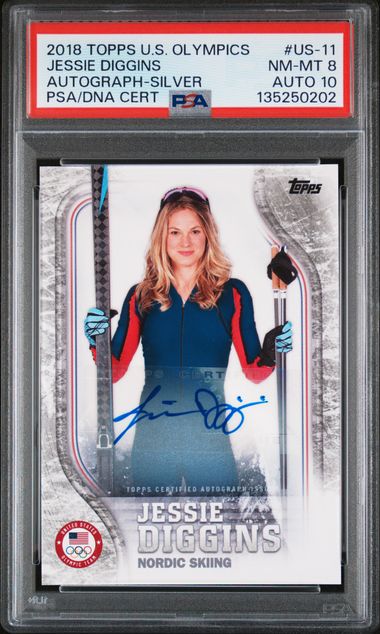 2018 Topps US Winter Olympics Jessie Diggins AUTO /50 PSA 8 DNA 10 #US-11 Skiing