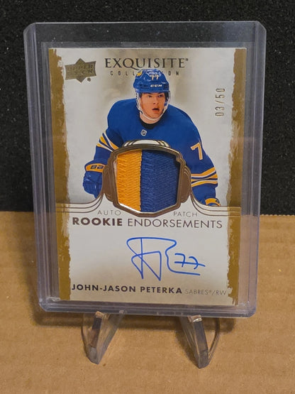 Share 2021-22 The Cup Exquisite JJ Peterka Gold Rookie Endorsement AUTO Patch /50 RPA