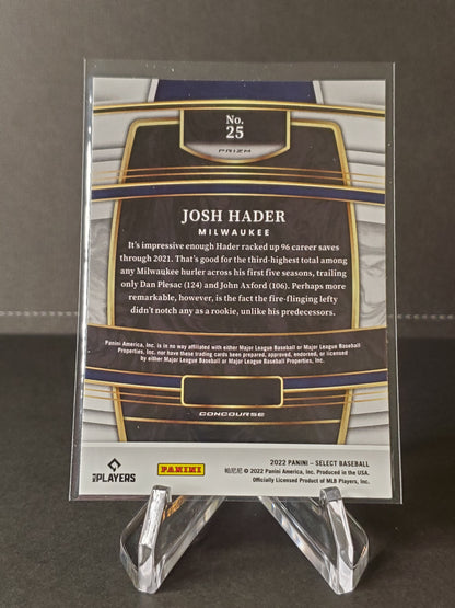 Josh Hader 2022 Panini Select Baseball Prizm Silver Scope #25