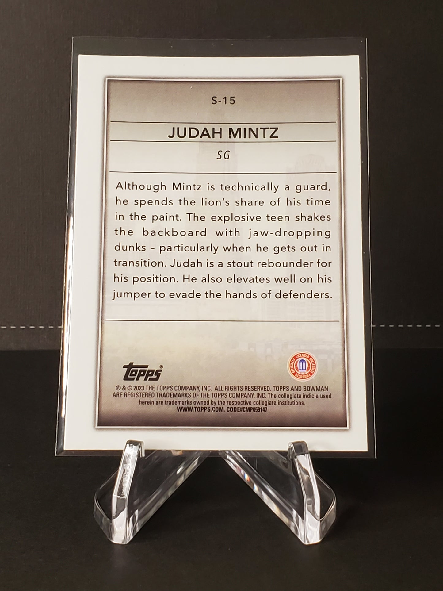 Judah Mintz 2023 Topps Bowman University Chrome Basketball Skyscraping #S-15