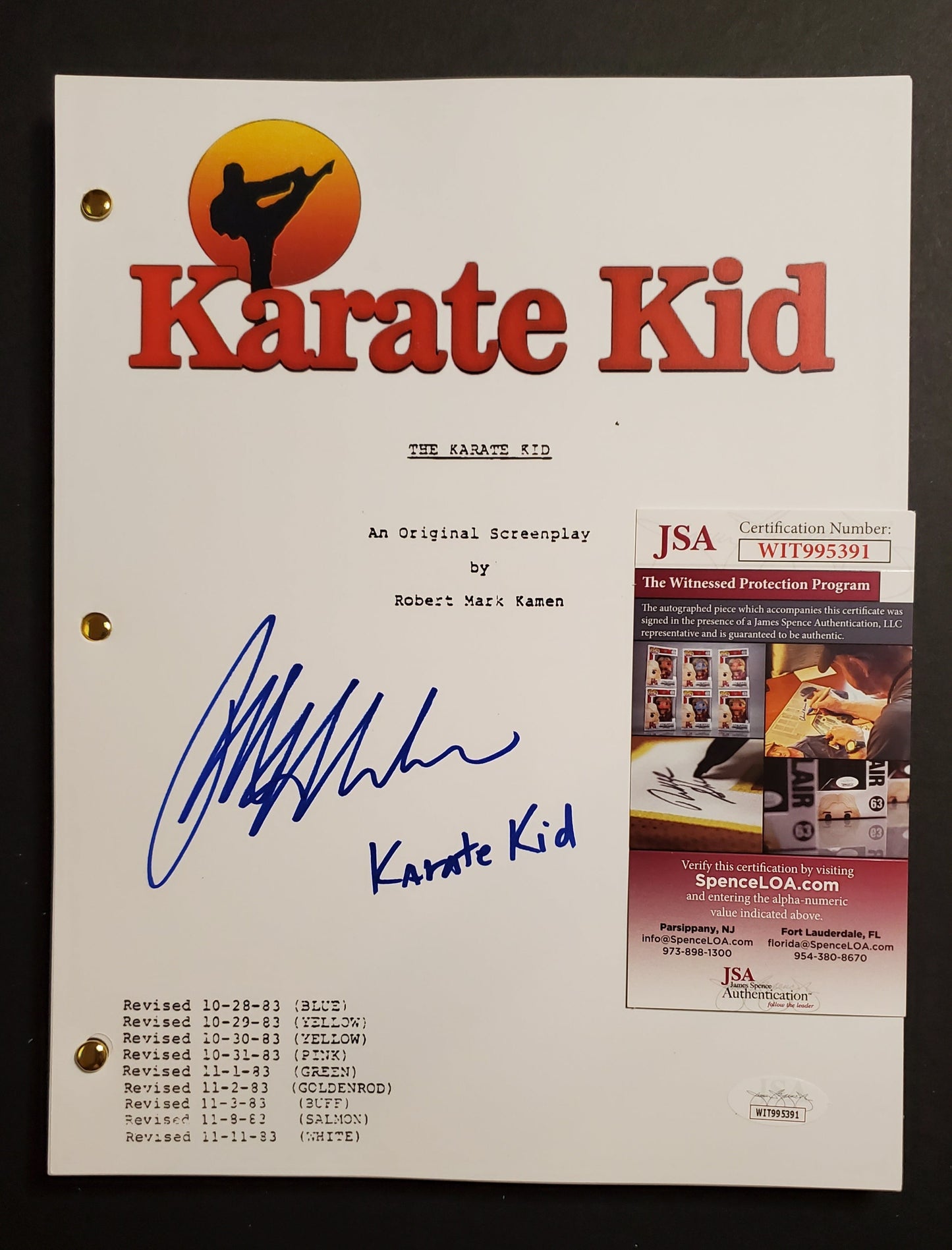Ralph Macchio Signed "The Karate Kid" Movie Script Inscribed "Karate Kid" (JSA)