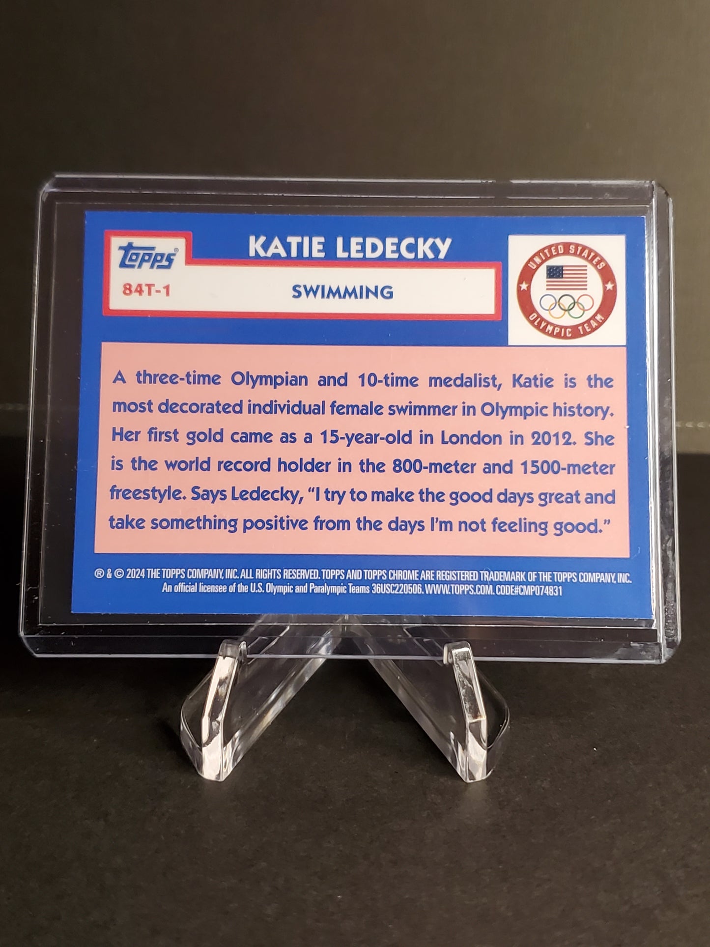 Katie Ledecky 2024 Topps Chrome US Olympic and Paraolympic Hopefuls Team USA #84T-1