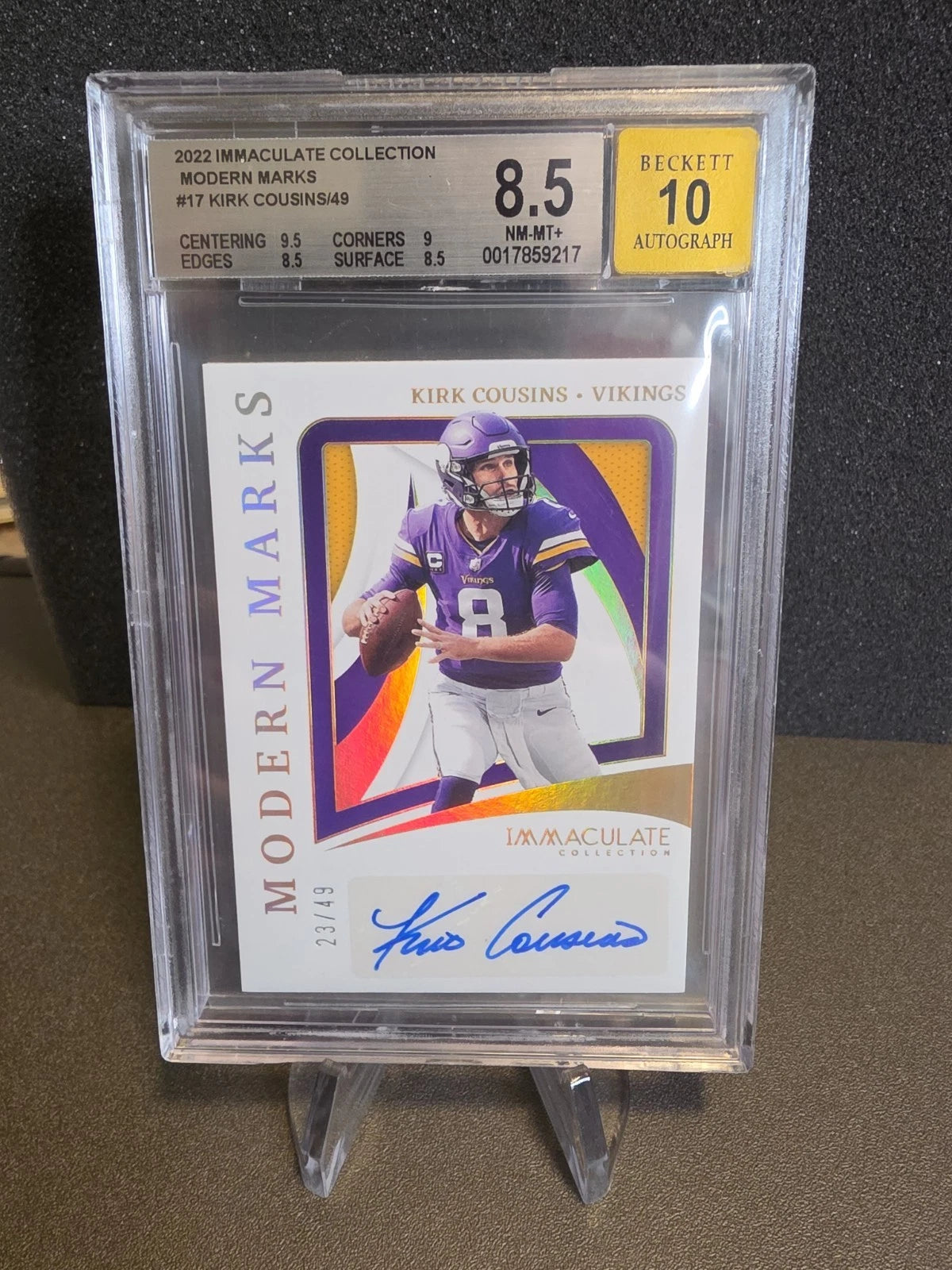 2022 Panini Immaculate Collection Kirk Cousins Modern Marks AUTO #MMA-KCO /49