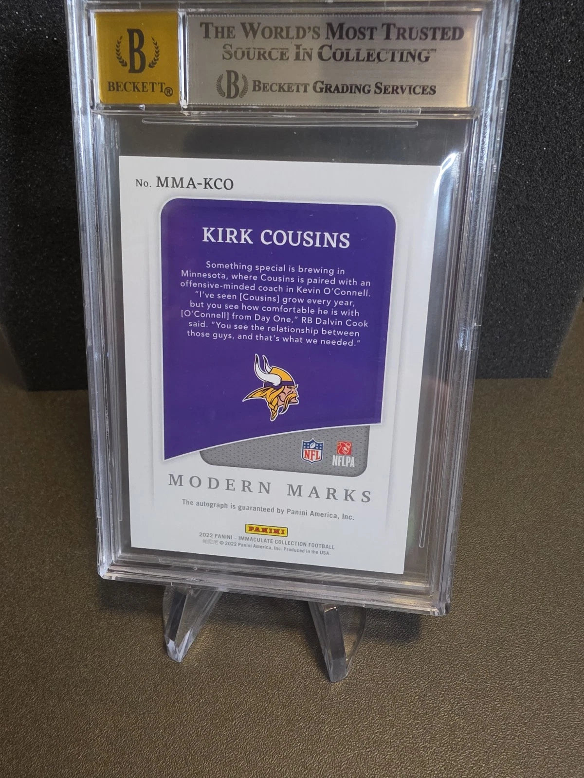 2022 Panini Immaculate Collection Kirk Cousins Modern Marks AUTO #MMA-KCO /49