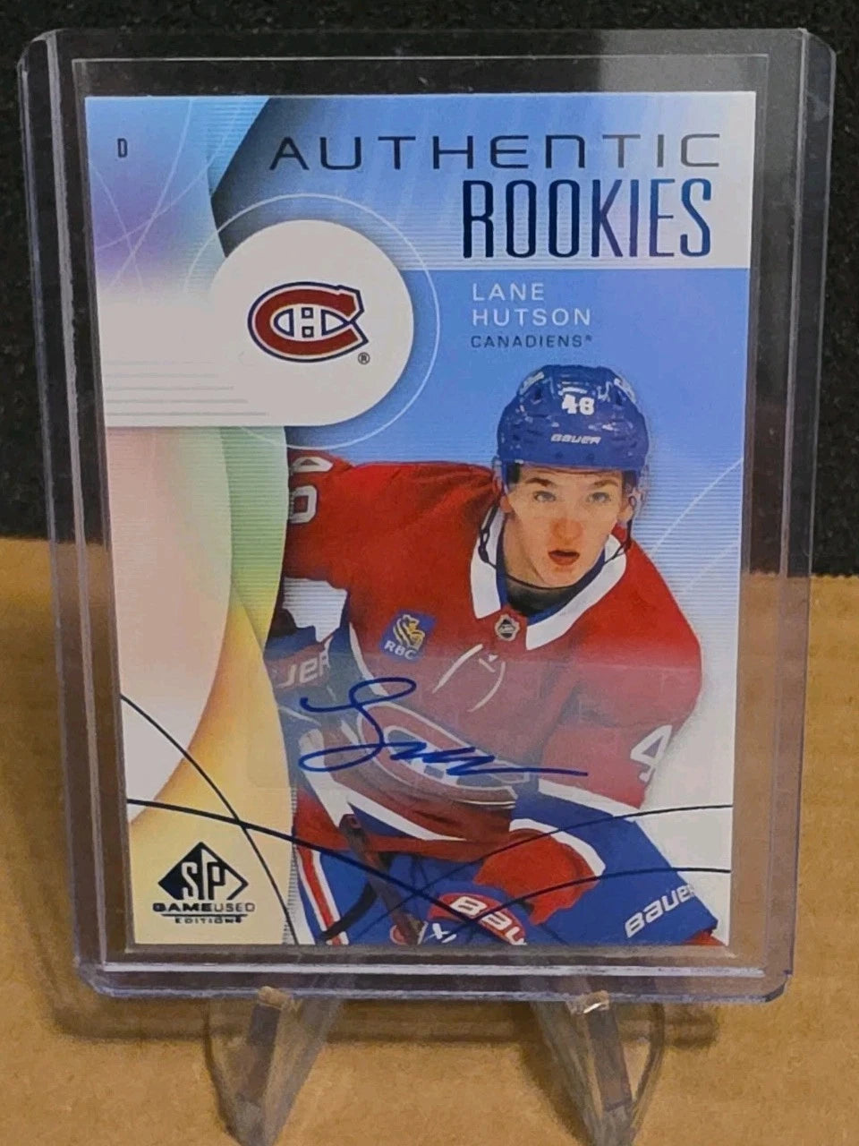 2024-25 SP Game Used Lane Hutson AUTO Autograph Blue Rookie RC #279 Canadiens