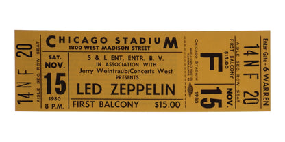 Set of (2) Led Zeppelin Concert Items with (1) Concert Ticket & (1) 11x17 Concert Poster Print (Chicago Stadium Corporation LOA)