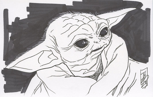 Grogu - Baby Yoda | Star Wars - Signed ORIGINAL Drawing by Tom Hodges (1/1)