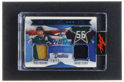 Mike Modano / Sergei Zubov 2022 Leaf Art of Hockey Retired Remnants Dallas Blue #RR23 #14/15