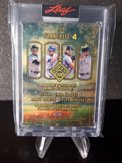 2025 Leaf Seasons in the Sun - Ichiro, Randy Johnson, Edgar, Omar Quad AUTO 1/2