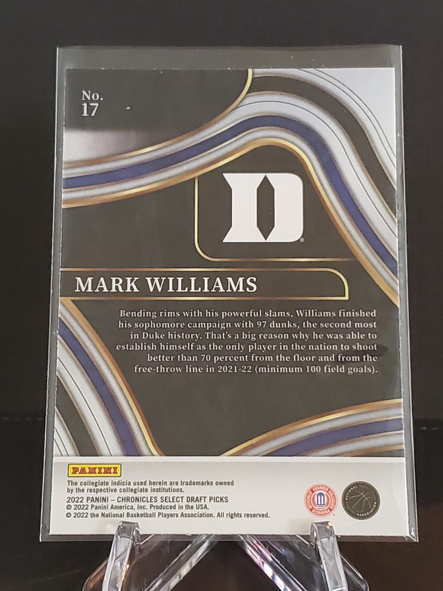 Mark Williams 2022 Panini Chronicles Select RC #17