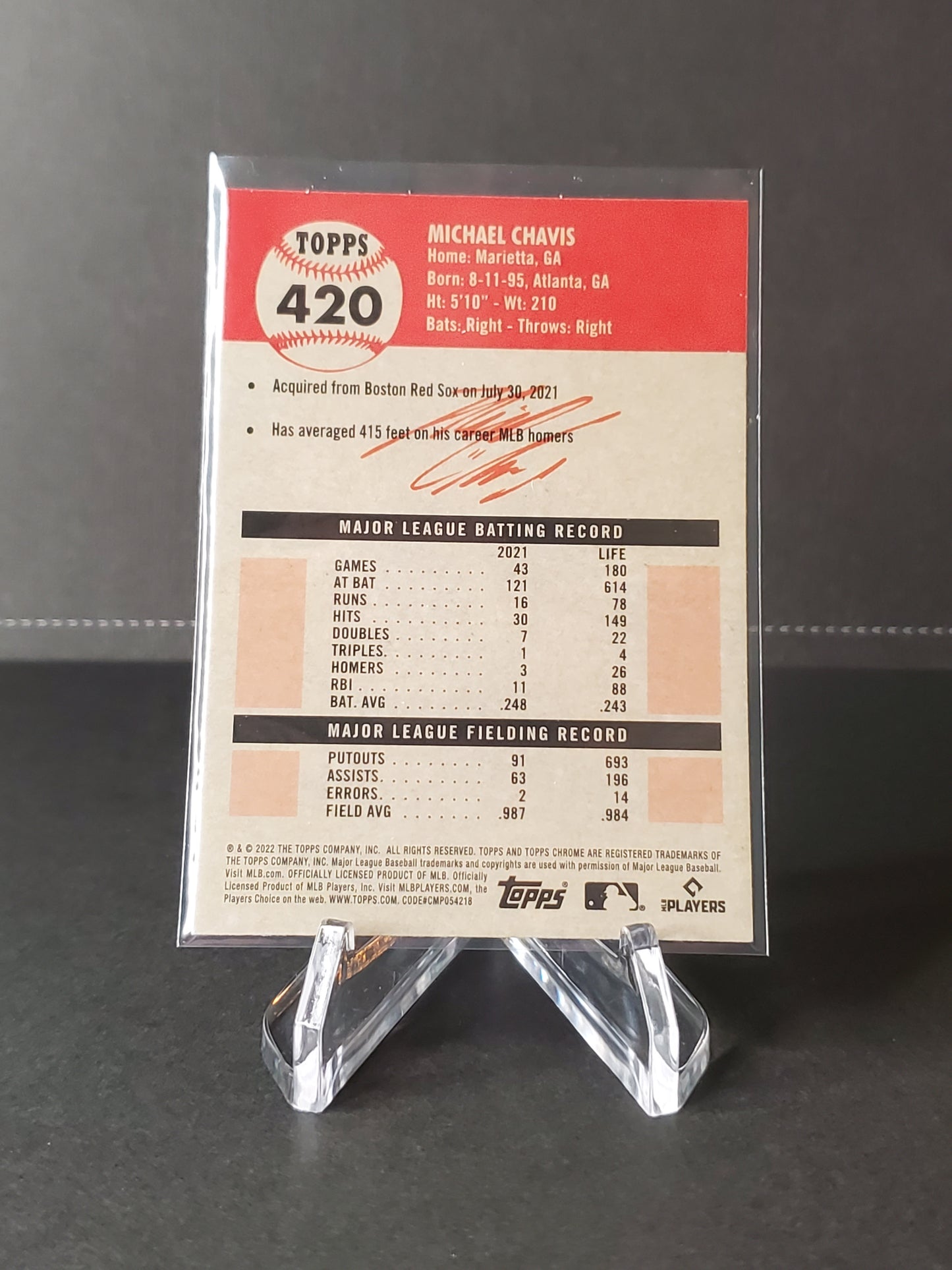 Michael Chavis 2022 Topps Chrome Platinum XFractor #420