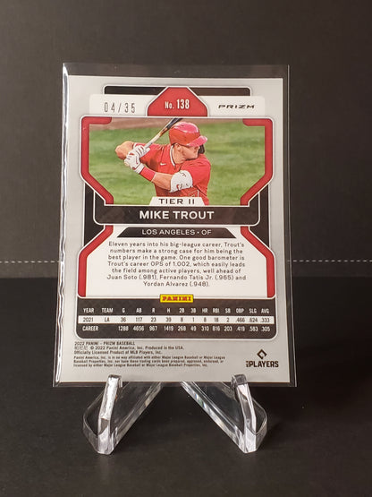 Mike Trout 2022 Panini Prizm Baseball Blue Prizm Tier II #138 #'d /35