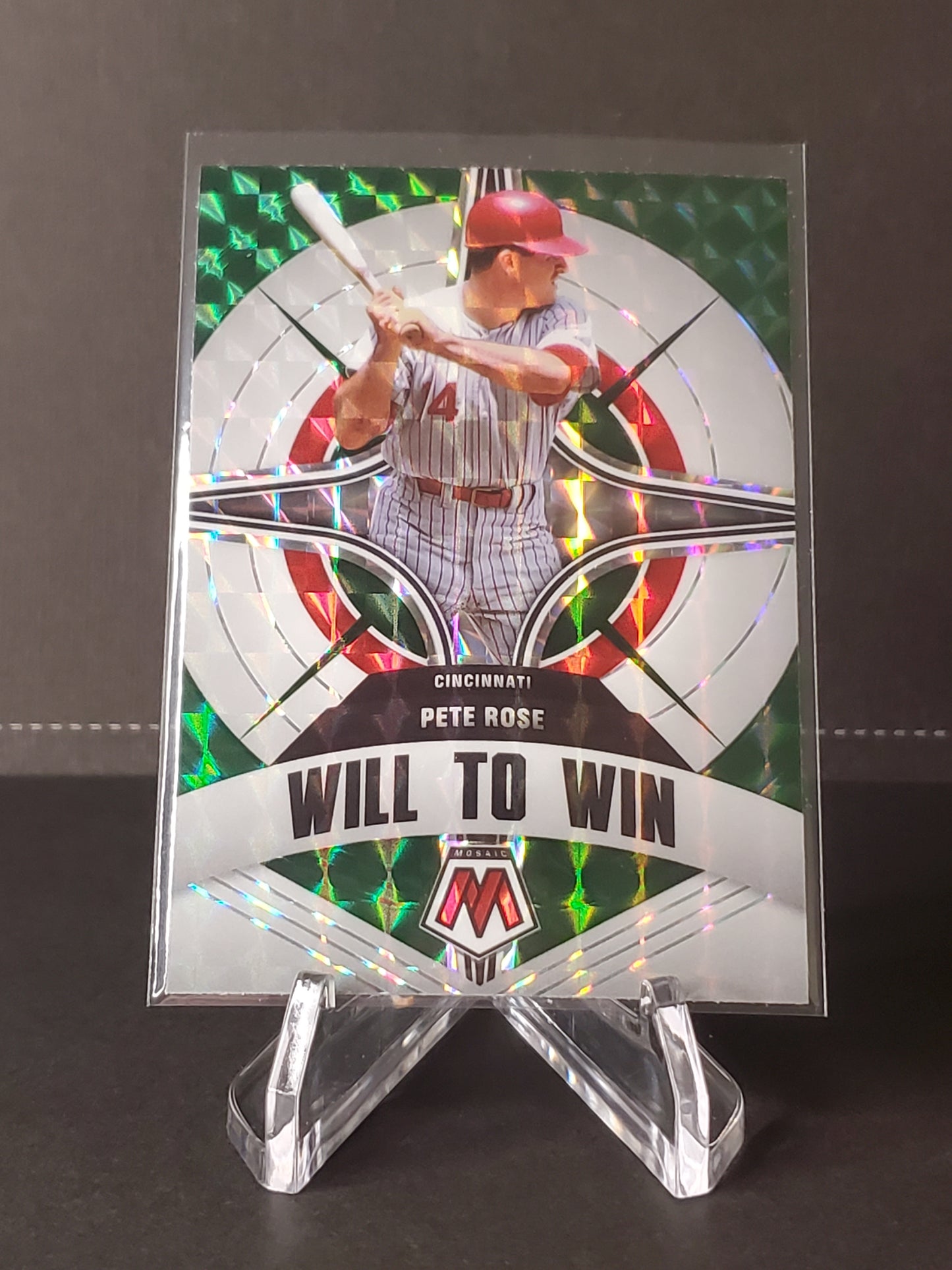 Pete Rose 2022 Panini Mosaic Baseball Will To Win Green #WW-6